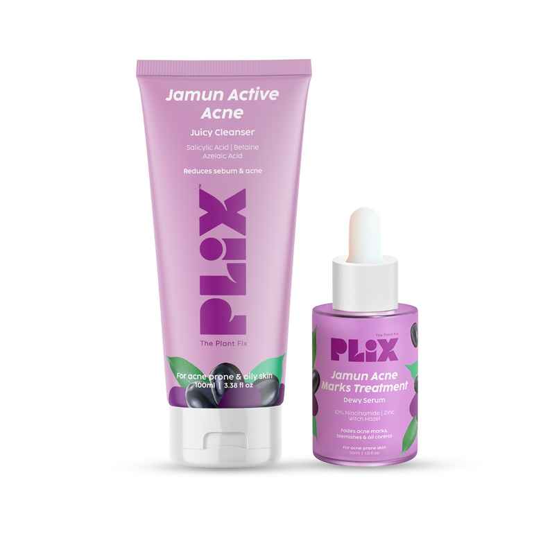 Plix The Plant Fix Jamun Face Wash and Acne Marks Serum Combo For Acne spots & Oil Control