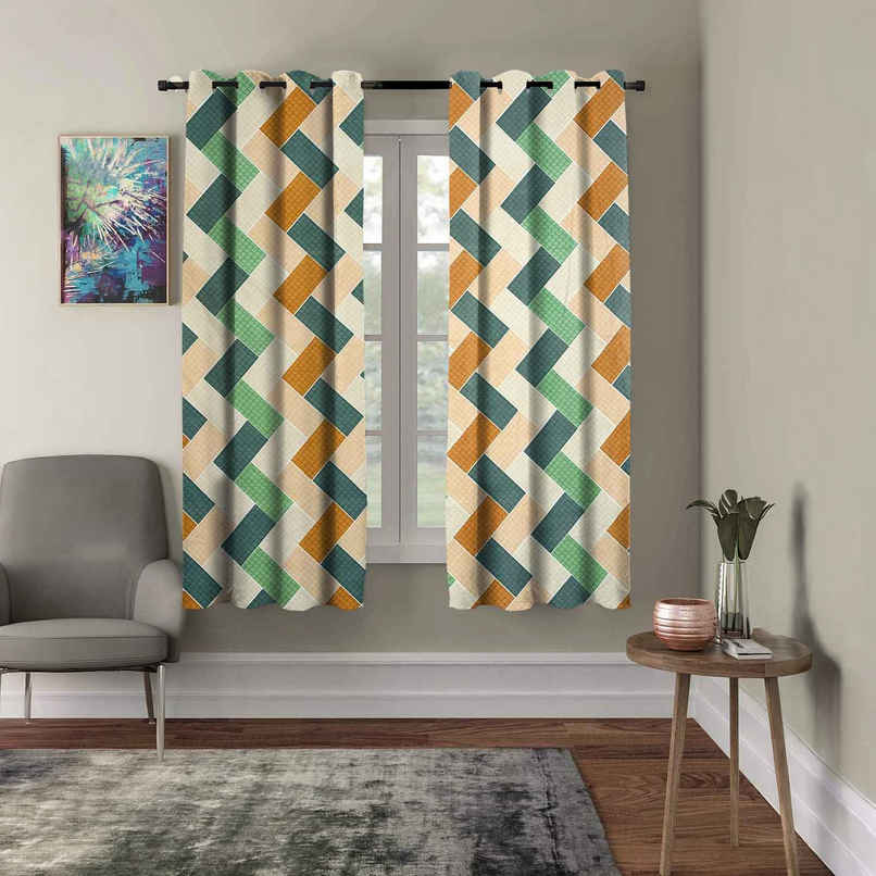 BAY6 Polyester Window Curtains | Set of 2 | 5x4 ft | Multicolor BAY6 Polyester Window Curtains | Set of 2 | 5x4 ft | Multicolor