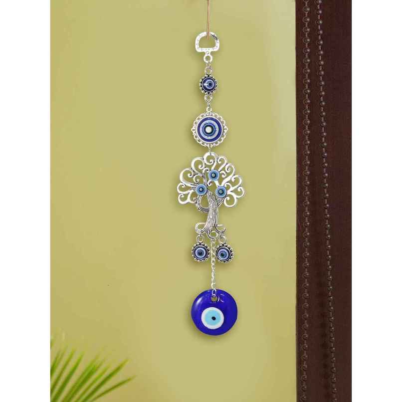 TIED RIBBONS Tree Of Life Evil Eye Wall Hanging | Dark Blue