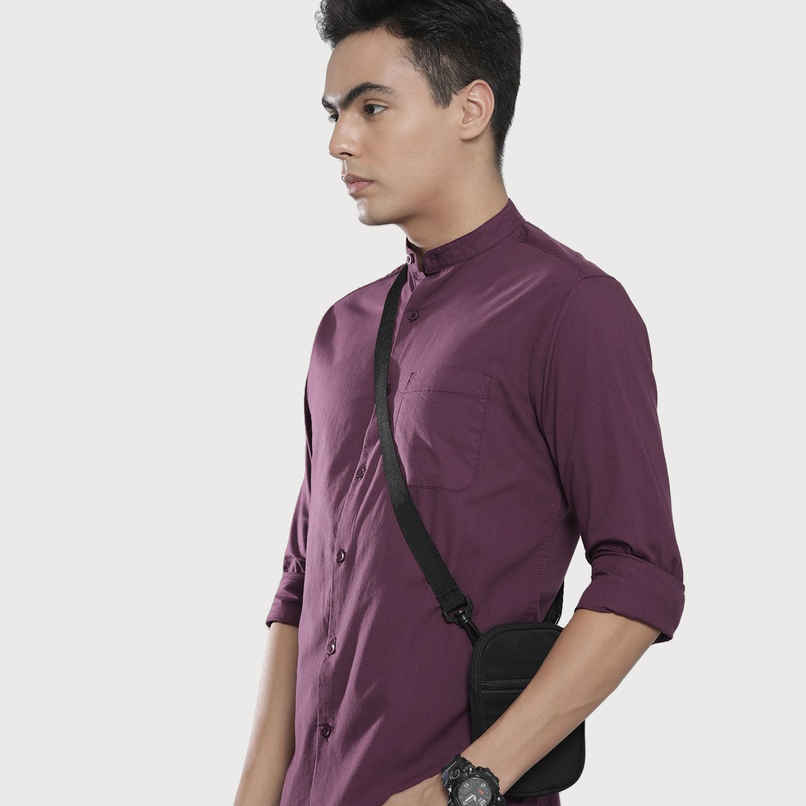 The Indian Garage Co Men's Regular Fit Solid Casual Shirt | Purple - L The Indian Garage Co Men's Regular Fit Solid Casual Shirt | Purple - L