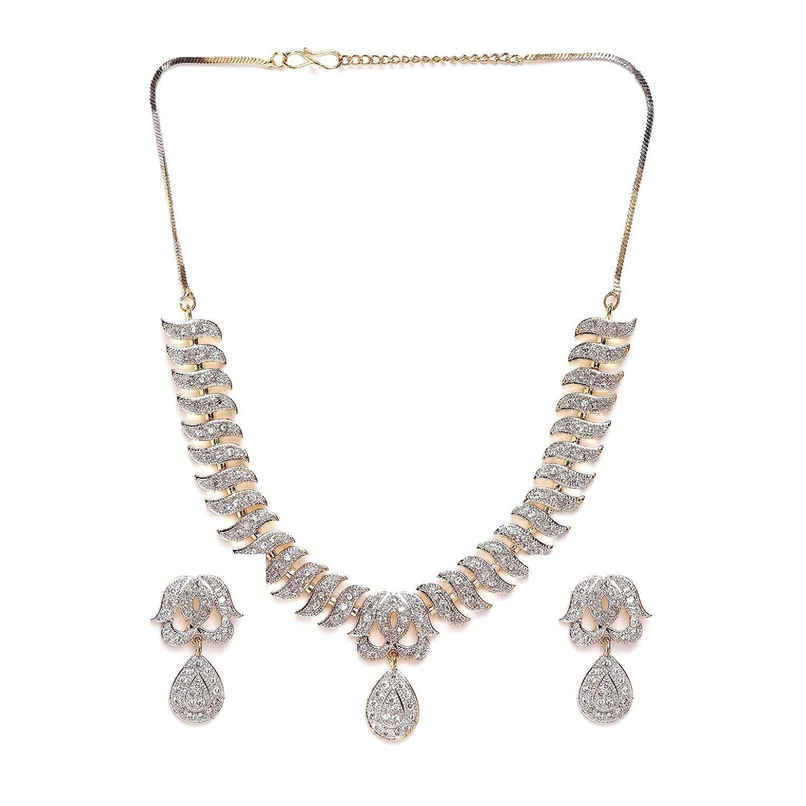 YouBella Latest Traditional Gold Plated and American Diamond Jewellery Set for Women (YBNK - 3082) YouBella Latest Traditional Gold Plated and American Diamond Jewellery Set for Women (YBNK - 3082)