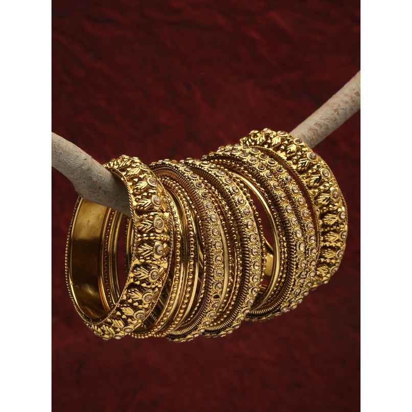 Shining Diva Fashion Antique Gold Plated Set of 26 Stylish Traditional Bangle for Women 11189b-2.8 Shining Diva Fashion Antique Gold Plated Set of 26 Stylish Traditional Bangle for Women 11189b-2.8