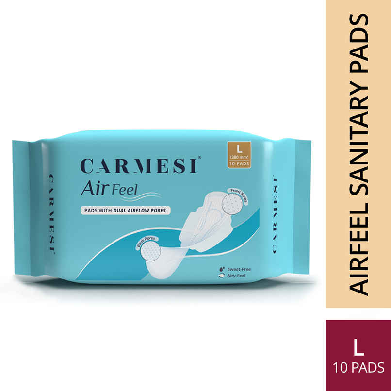 Carmesi Air Feel Sanitary Pads | L | Dual Airflow Pores | Airy, Sweat Free & Rash Free