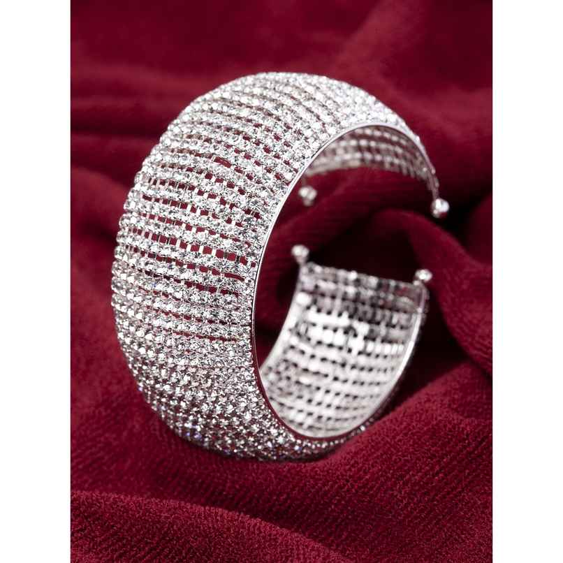 Shining Diva Fashion Silver Plated Cubic Zirconia Crystal Bracelet for Women and Girls | 11429b Shining Diva Fashion Silver Plated Cubic Zirconia Crystal Bracelet for Women and Girls | 11429b