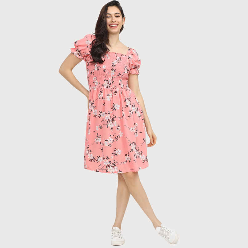 Tokyo Talkies Women's Coral Floral Dress | Pink & White - S