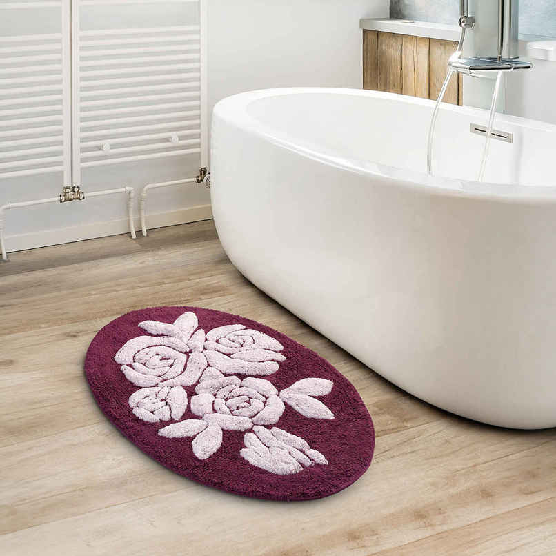 Saral Home Rosa Microfiber Anti-Slip Bath Mat | Purple - 50 x 80 cm