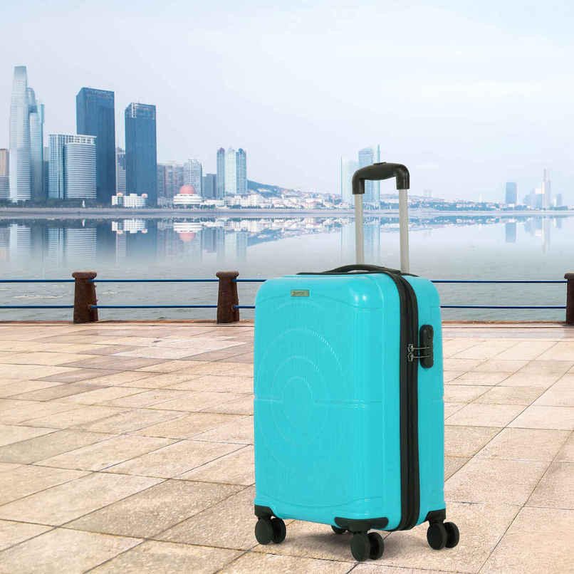 Teakwood Textured PP 32.2 L Retractable Hard Luggage | Astra Cyan - 55 cm Teakwood Textured PP 32.2 L Retractable Hard Luggage | Astra Cyan - 55 cm