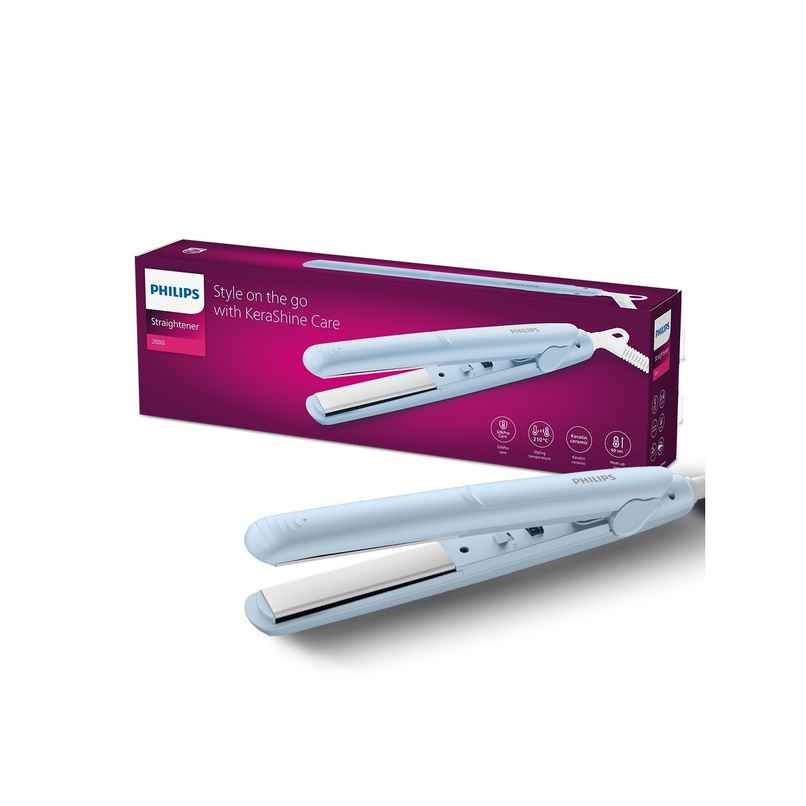 Philips Bhs264/00 Silkprotect On The Go Hair Straightener With Kerashine - Light Blue Philips Bhs264/00 Silkprotect On The Go Hair Straightener With Kerashine - Light Blue