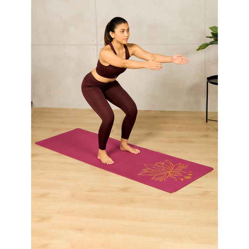 Cult Unisex TPE Yoga Mat | Lotus Print, With Bag & Strap | Purple - 6 mm Cult Unisex TPE Yoga Mat | Lotus Print, With Bag & Strap | Purple - 6 mm
