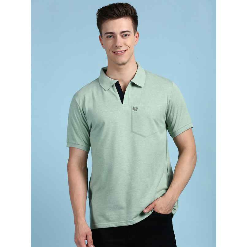 Lux Cozi Men's Solid Cotton Polo T-shirt with Pocket | Mint Green - L