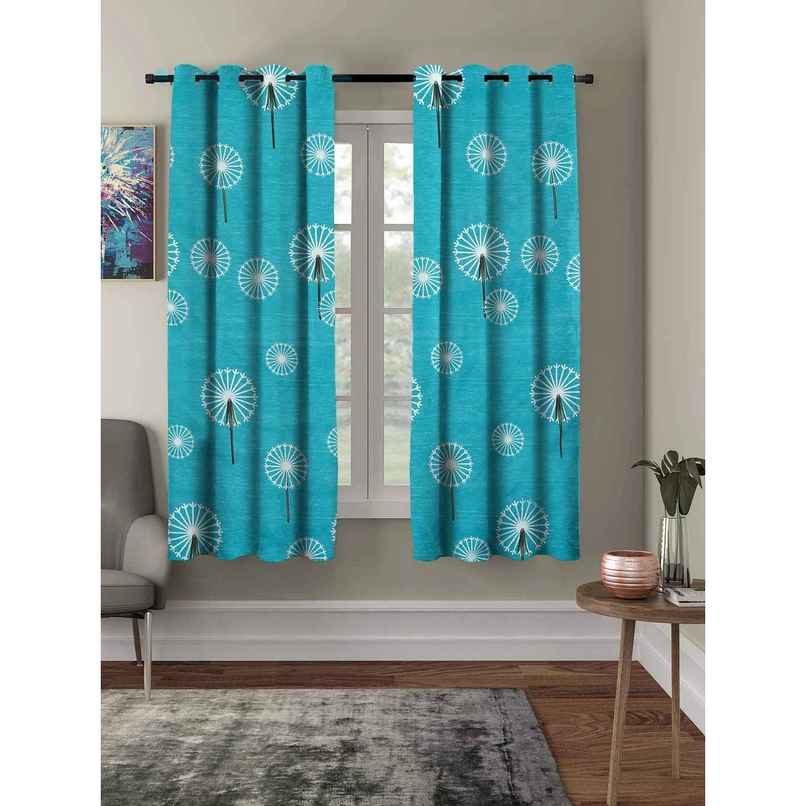 BAY6 Polyester Window Curtains | Set of 2 | Windows | 5x4 ft | Light Blue