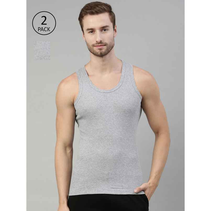 Dixcy Scott Men's Solid 100% Combed Cotton Round Neck Sleeveless Vest | Grey - XL