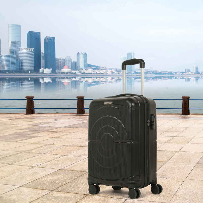 Teakwood Textured PP 48 L Telescopic Hard Luggage | Black - 55 cm Teakwood Textured PP 48 L Telescopic Hard Luggage | Black - 55 cm