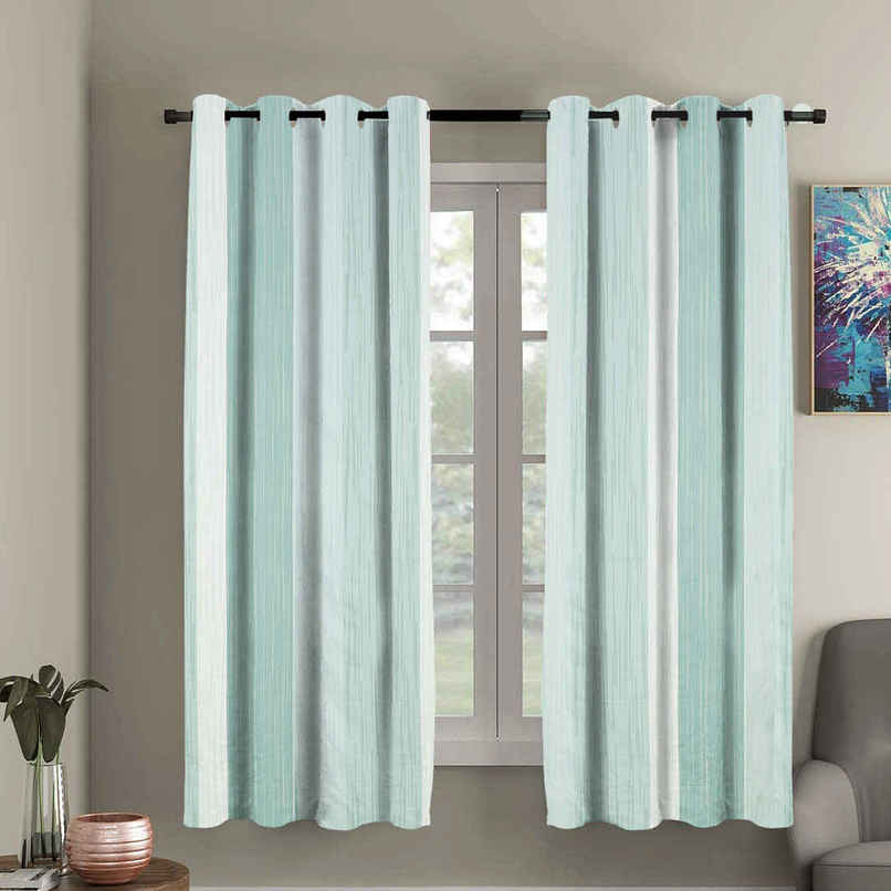 BAY6 Polyester Window Curtains | Set of 2 | 5x4 ft | Green