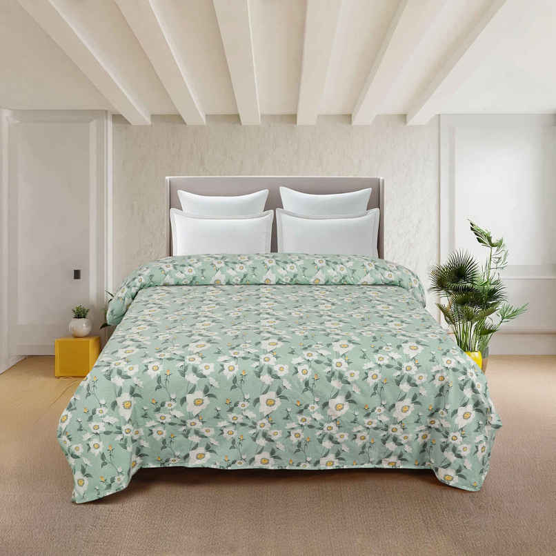 STATUS Micro Dohar Double Bed | Sky Blue Floral - 200 x 220 cm