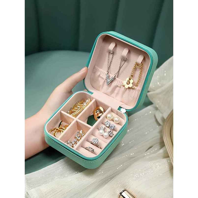Youbella Jewellery Organiser Pu Leather Zipper Portable Storage Box Case(Jewellery - Box - 11)