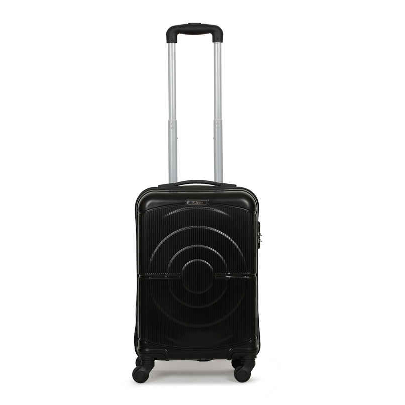 Teakwood Textured PP 48 L Telescopic Hard Luggage | Black - 55 cm
