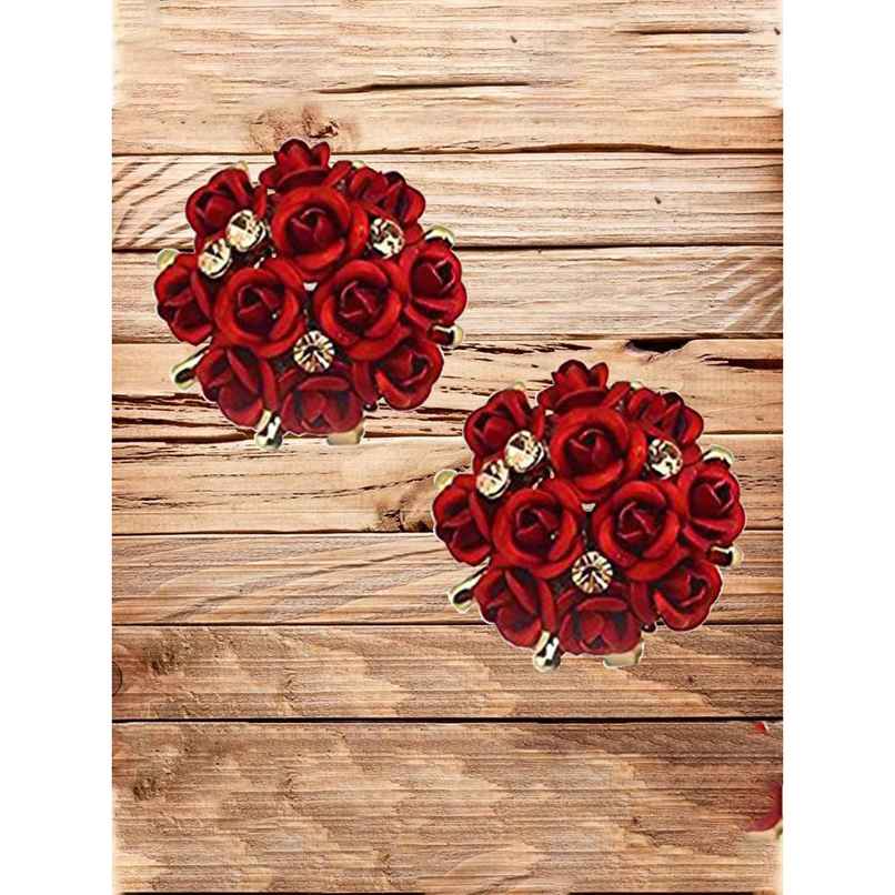 Youbella Fashion Jewellery Rose Shape Stud Earrings For Girls And Women (Red)(Ybear - 31673)