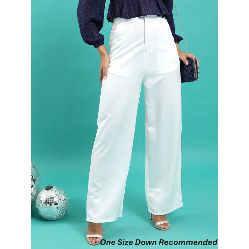 Ketch Women's High Waist Parallel Trousers | White - 34