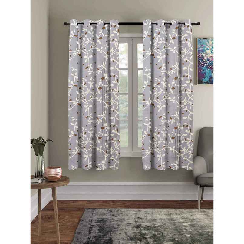 BAY6 Polyester Window Curtains | Set of 2 | 5x4 ft | Grey