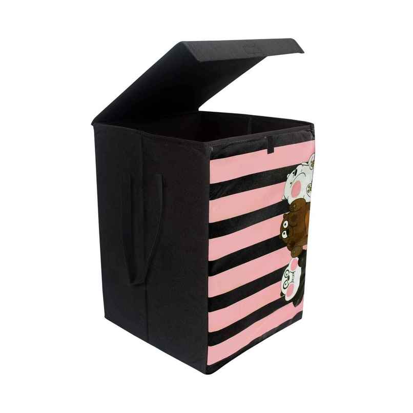 Prettykrafts Large Striped Panda Foldable Laundry & Storage Basket With Lid, 75 Ltr Prettykrafts Large Striped Panda Foldable Laundry & Storage Basket With Lid, 75 Ltr