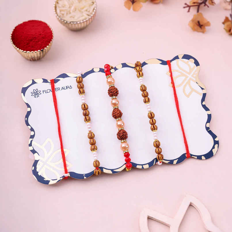 Bracelet Rakhi | Auspicious Rudraksha Bead | Religious | Pack of 1 | Floweraura Bracelet Rakhi | Auspicious Rudraksha Bead | Religious | Pack of 1 | Floweraura