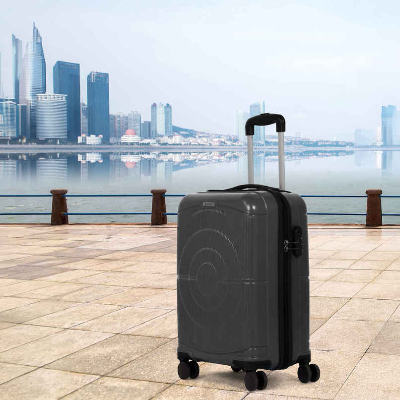 Teakwood Textured PP 40 L Retractable Hard Luggage | Grey - 55 cm Teakwood Textured PP 40 L Retractable Hard Luggage | Grey - 55 cm