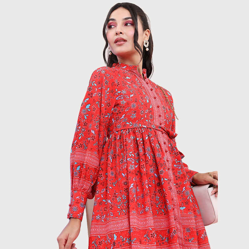 Tokyo Talkies Women's Fit And Flared Dress | Red - XL