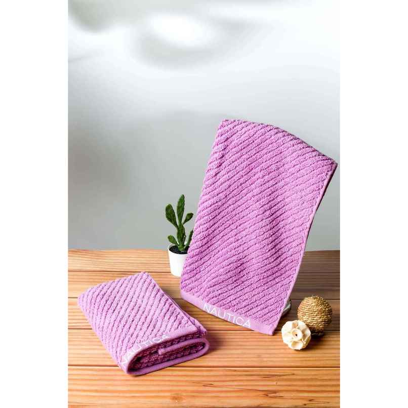 Nautica Fluffy Zero Twist 100% Cotton Towel -2pc Hand Towel | cross view) solid-lilac Nautica Fluffy Zero Twist 100% Cotton Towel -2pc Hand Towel | cross view) solid-lilac