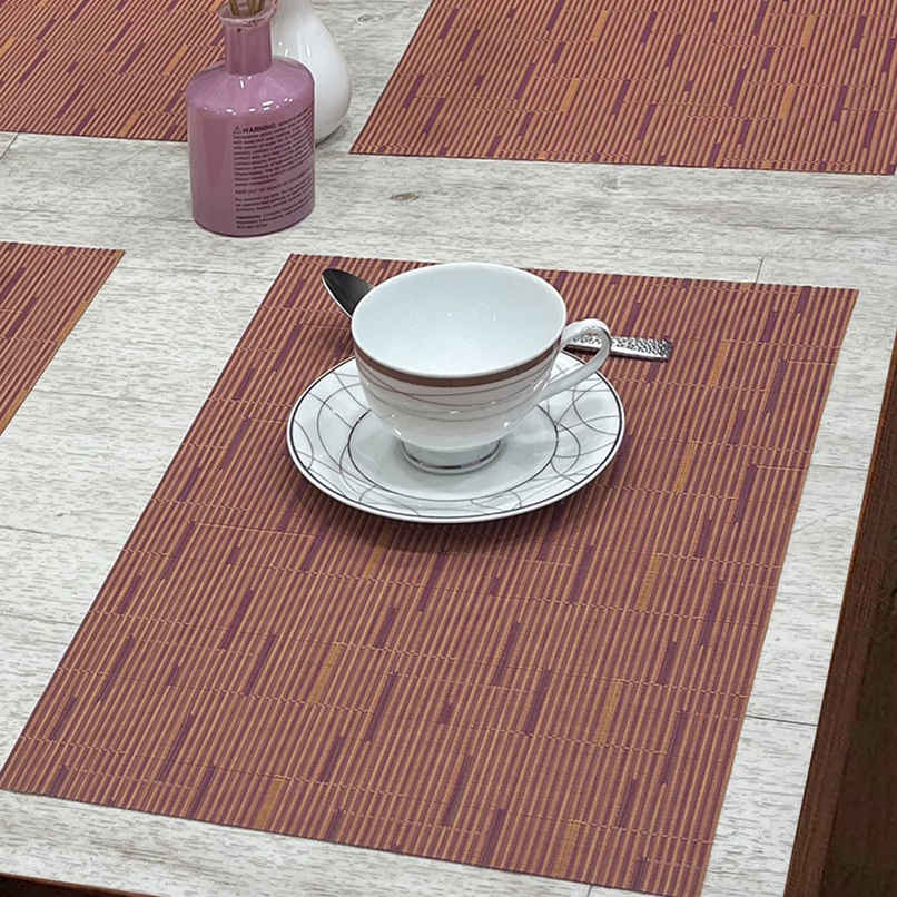 Bianca Premium Woven PVC Placemat for Dining Table | 12 x 18 | 6 pcs | Alpine Rust