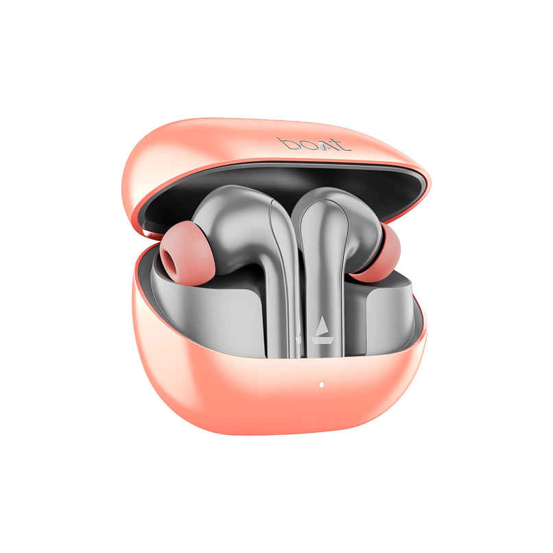 boAt Airdopes 155 w/ 40 hrs Playtime,In-Ear Detection,Quad Mics ENx Tech,ASAP Charge Bluetooth - Hot Rouge