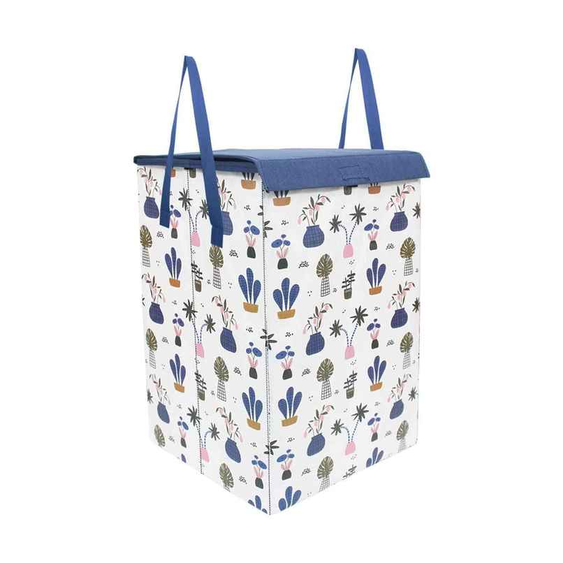 PrettyKrafts 75 L Folding Laundry Hamper | Clothes Basket with Lid & Carry Handles | White - Large