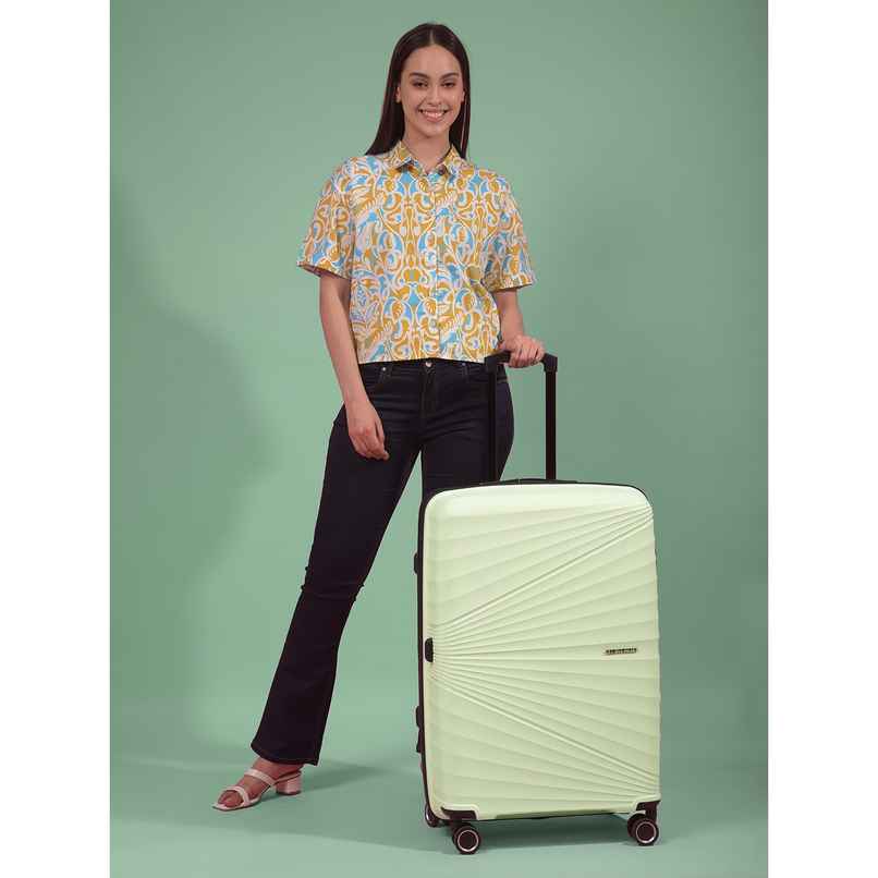 Move-Meant Travel Crew Large Suitcase Green | 8 Wheel Polypropylene Travel Trolley Bag - 75 cm