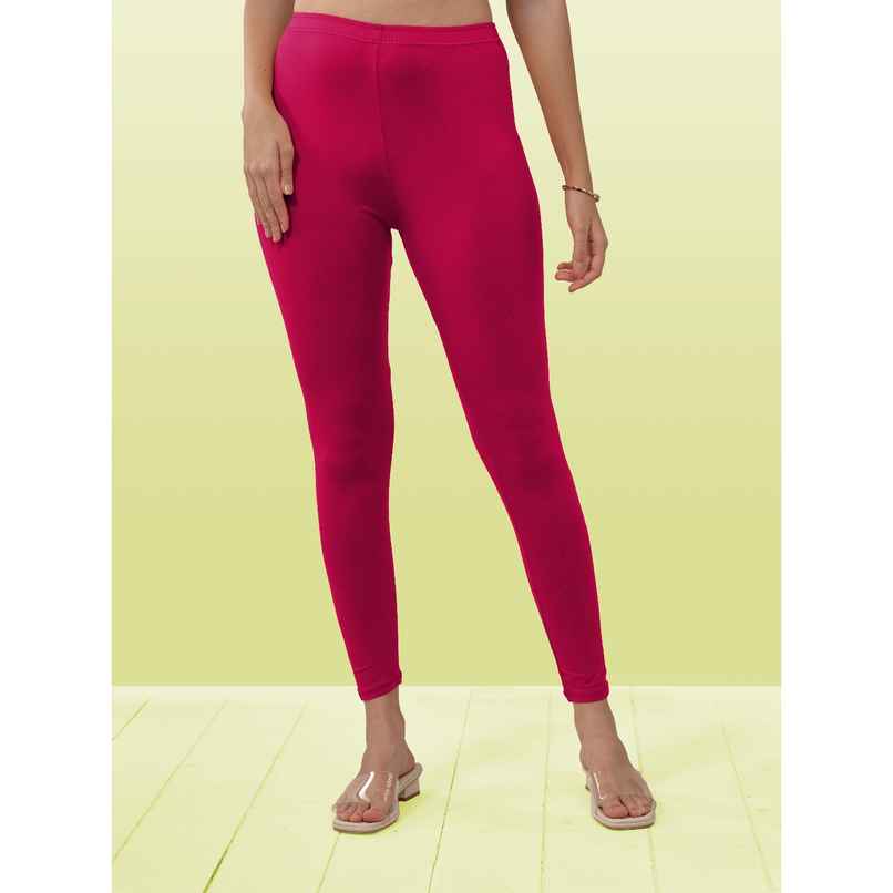 Lyra Women's Leggings Ankle Length | Rose Pink - Free Size