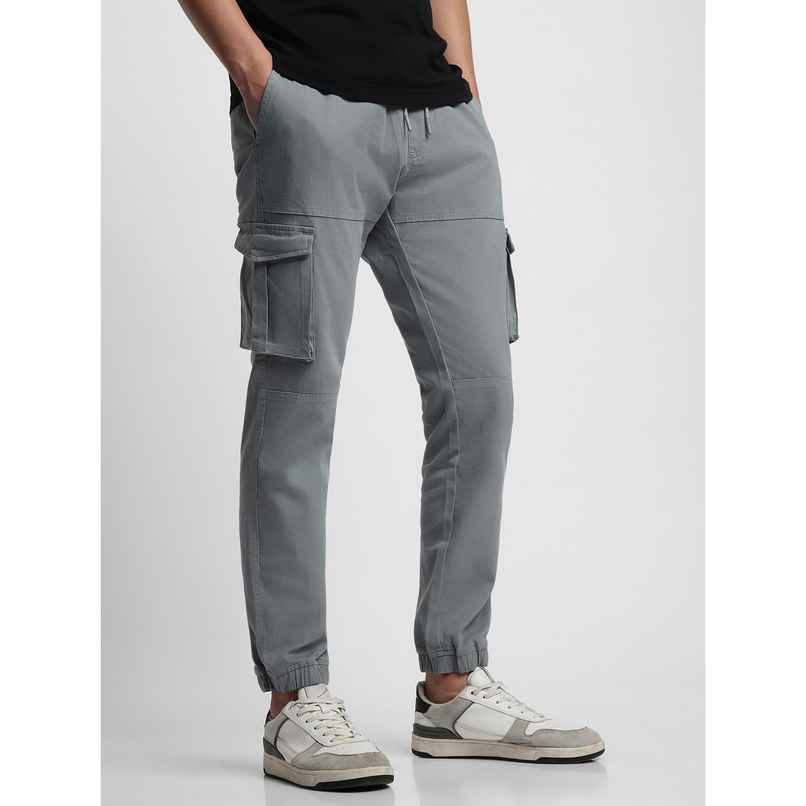 Dennis Lingo Men's Mid-Rise Plain Joggers | DLMWTS23033 AQ-34 | Aqua | 34