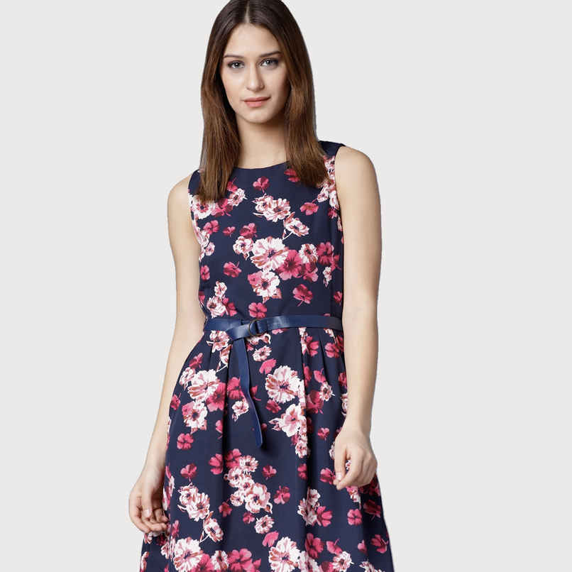 Tokyo Talkies Women's Floral Printed Fit And Flare Dress | Blue - XL Tokyo Talkies Women's Floral Printed Fit And Flare Dress | Blue - XL