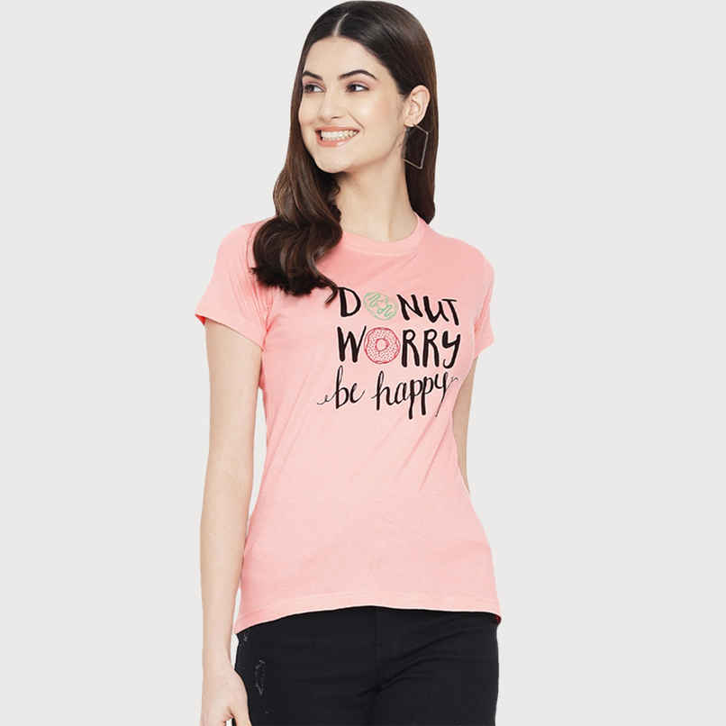 Fabflee Women Regular Cotton Printed Round Neck Tshirt | Pink | FAB-WT-07 | L Fabflee Women Regular Cotton Printed Round Neck Tshirt | Pink | FAB-WT-07 | L