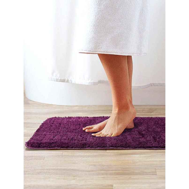 Bianca Soft Cotton Anti Slip Bath Mat | 41 x 61 cm | Benz Solid | Plum