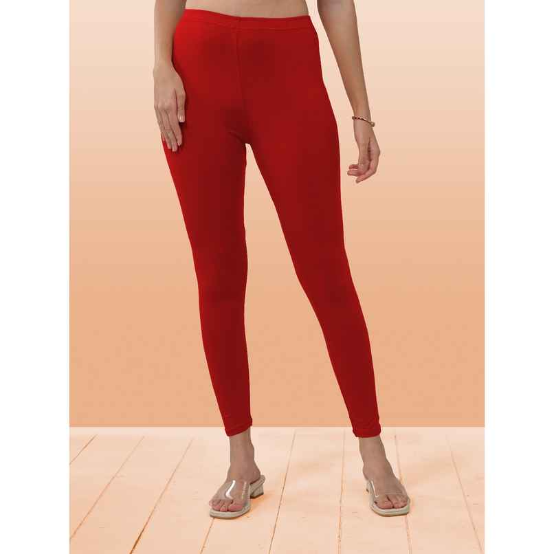 Lyra Women's Leggings Ankle Length | Red - Free Size