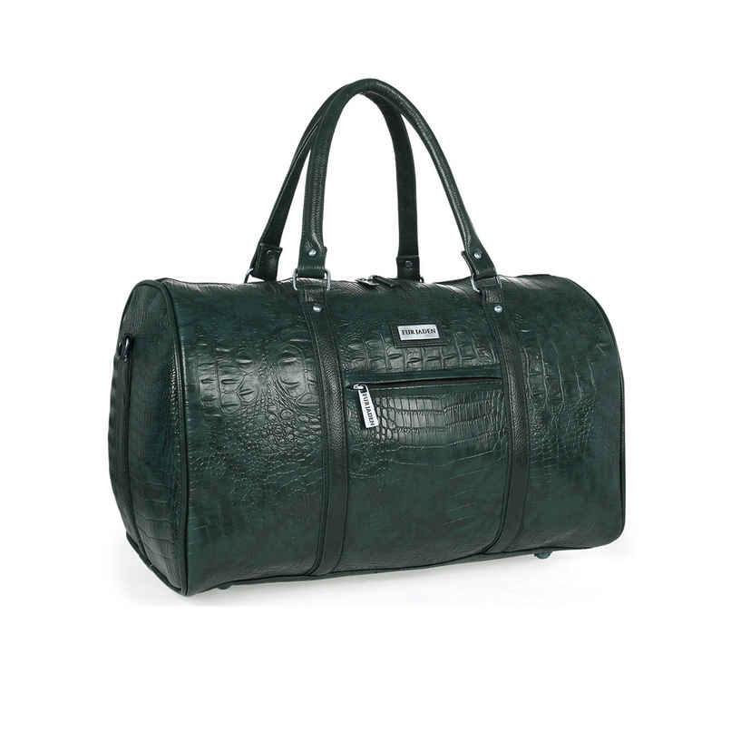 Fur Jaden 32 L Green Textured Vegan Leather Spacious Weekender Duffle Bag for Travel