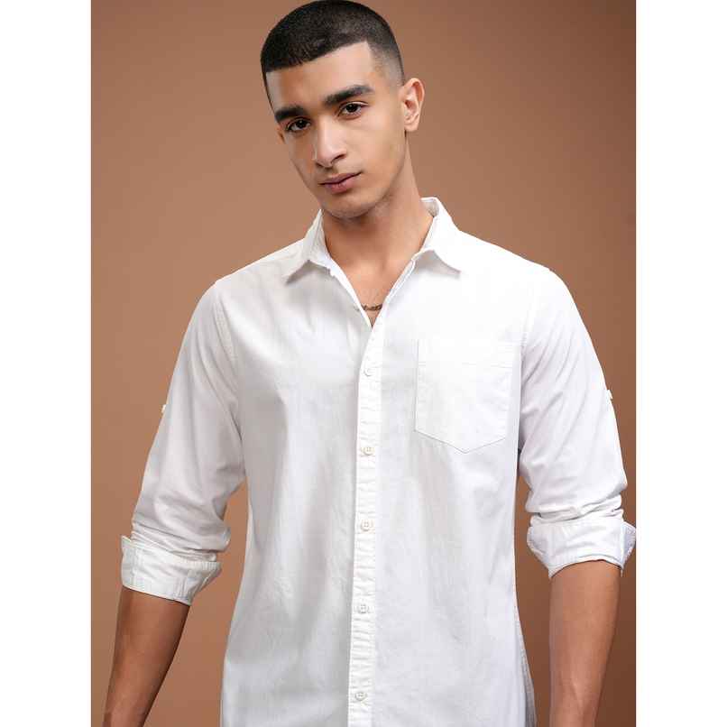 Highlander Men's Slim Fit Casual Shirt | White - M