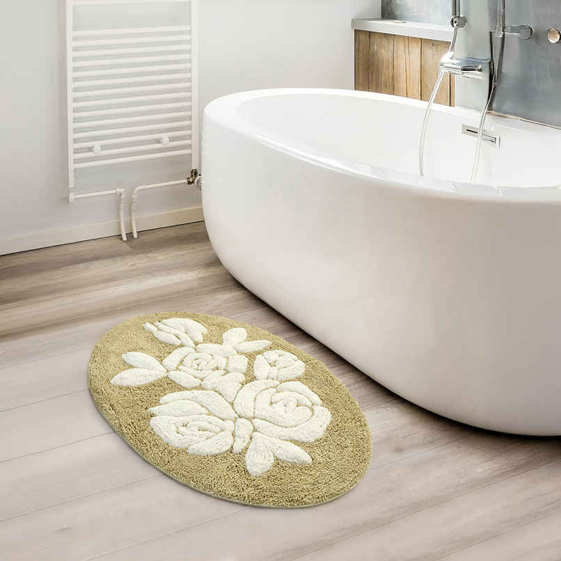 Saral Home Rosa Microfiber Anti-Slip Bath Mat | Beige | 50 x 80 cm