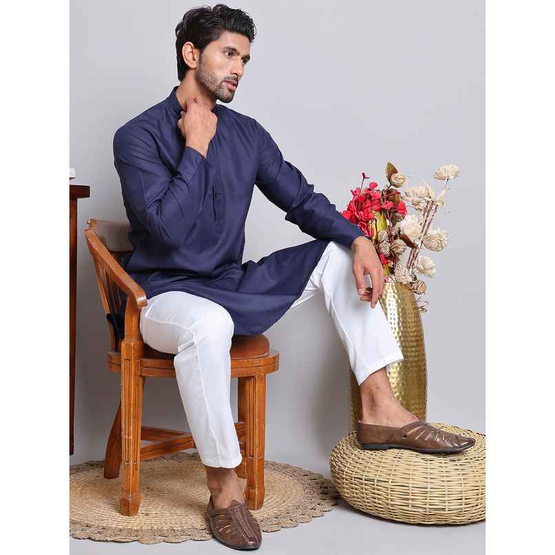 Jompers Solid Cotton Kurtas for Men s | KO 5144 | Navy | M