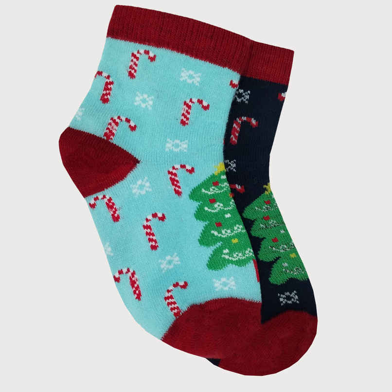 Beyond Boy's Patterned Combed Cotton Ankle Socks | Navy and Sky Blue | 8 - 10 years