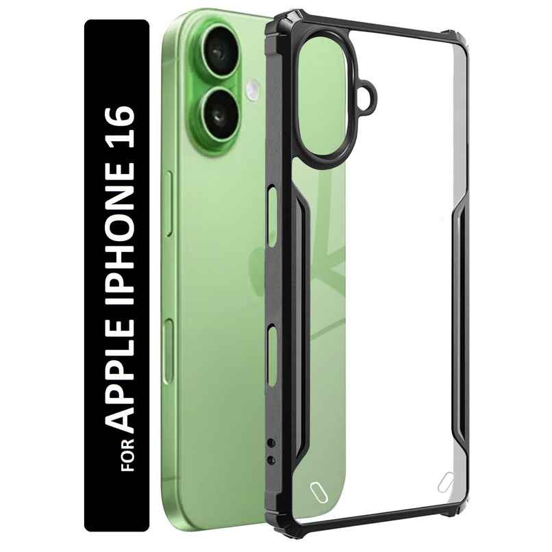 Kwine Case Apple Iphone 16 Back Cover - Black Bordered Transparent Case