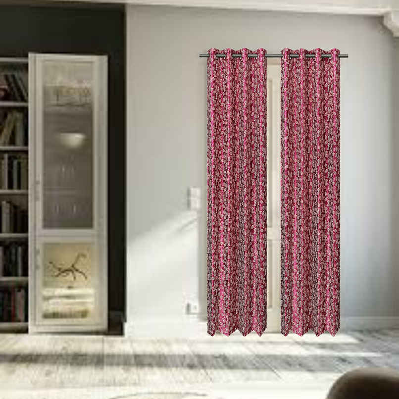 Antzco Maroon Printed Door Curtain 7 ft x 4 ft | Pack of 2 | DC06