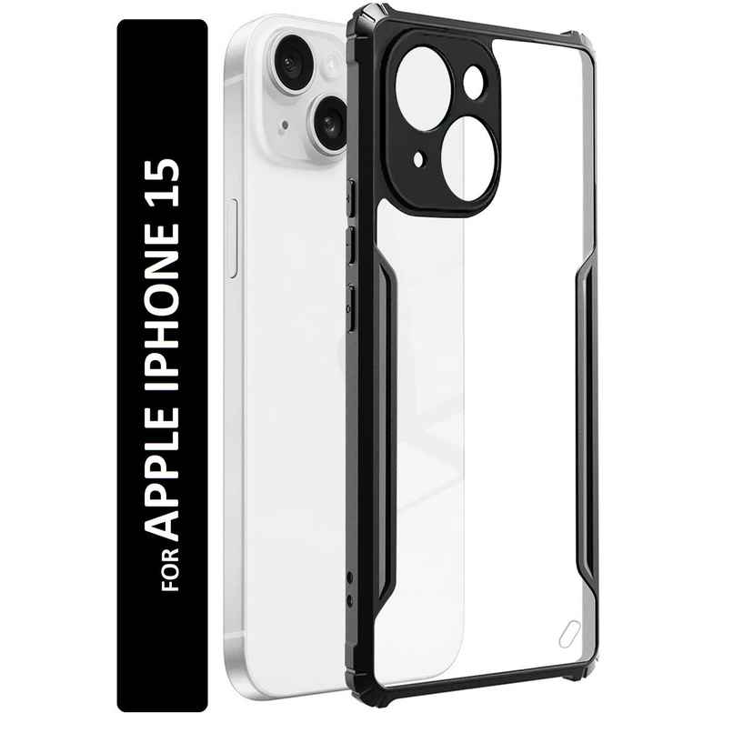 Kwine Case Apple Iphone 15 Back Cover - Black Bordered Transparent Case