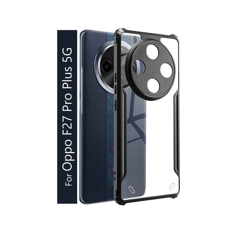 Kwine Case Oppo F27 Pro Plus 5G Back Cover - Black Bordered Transparent Case