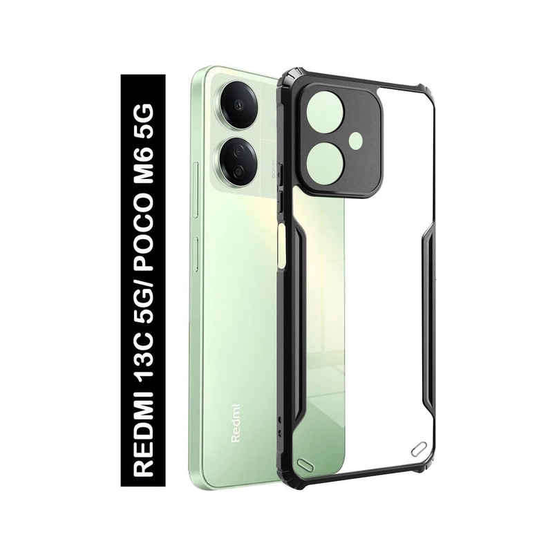 Kwine Case Redmi 13C 5G / Poco M6 5G Back Cover - Black Bordered Transparent Case Kwine Case Redmi 13C 5G / Poco M6 5G Back Cover - Black Bordered Transparent Case