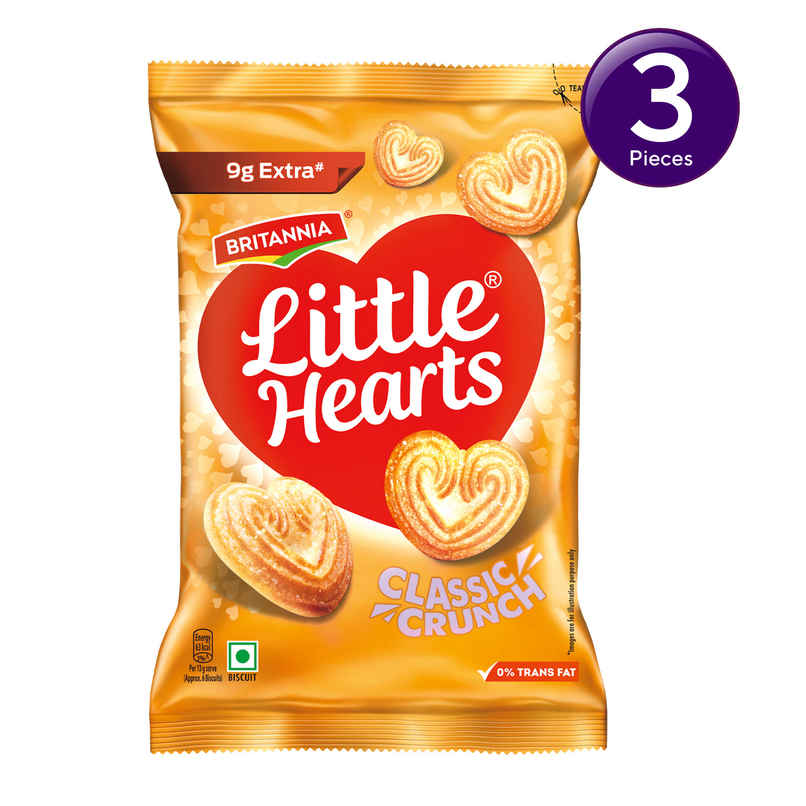 Britannia Little Hearts Classic Crunch Flavoured Biscuits | Combo | pack of 3